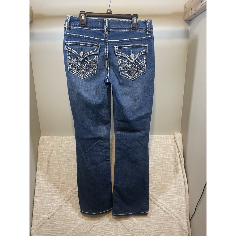 Nine West Denim Jeans Bootcut Women's 2 Embroidered Back Flap Pockets Y2K Bling